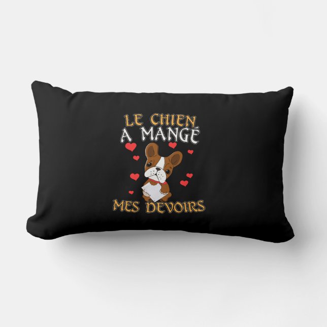 Dog Ate My Homework - Learning French Quote Lumbar Cushion (Front)