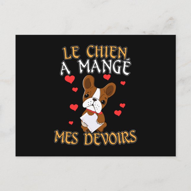 Dog Ate My Homework - Learning French Quote Postcard (Front)