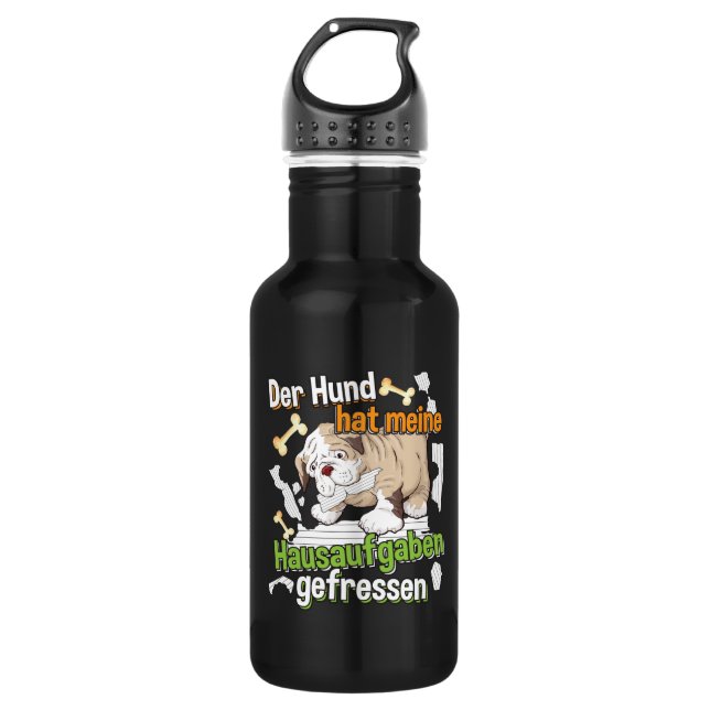 Dog Ate My Homework - Learning German Quote 532 Ml Water Bottle (Front)