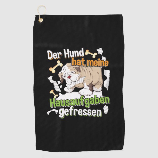 Dog Ate My Homework - Learning German Quote Golf Towel (Front)