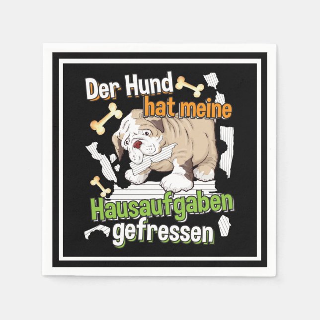 Dog Ate My Homework - Learning German Quote Napkin (Front)