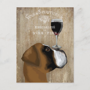 Dog Au Vin Boxer Postcard