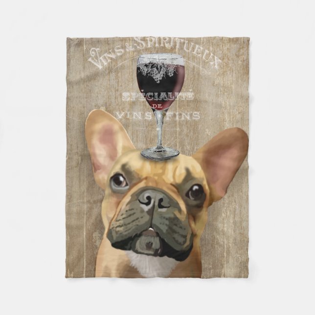 Dog Au Vin, French Bulldog Fleece Blanket (Front)