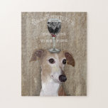 Dog Au Vin Greyhound Jigsaw Puzzle<br><div class="desc">Dog Au Vin Greyhound by Fabfunky. Features a greyhound with wine. | 190956D</div>