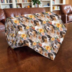 Dog Aussie Lover Canine Retro Custom Tie
