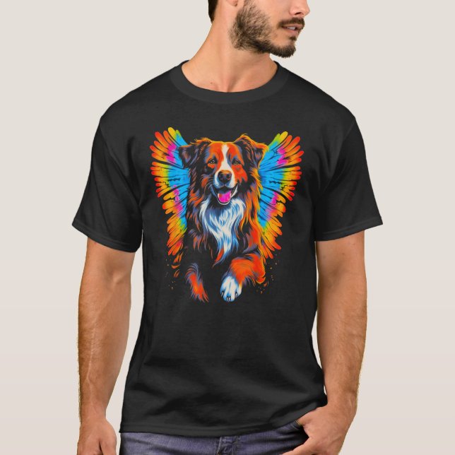 Dog Australian Shepherd Angel Wings T-Shirt (Front)