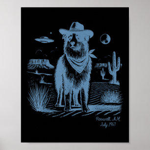 Dog Australian Shepherd Aussie Vintage Ufo Western Poster