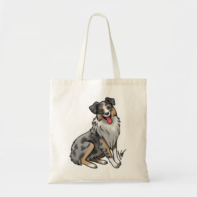 Dog - Australian Shepherd - Blue Merle Tote Bag (Front)