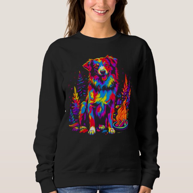 Dog Australian Shepherd Camping Sweatshirt (Front)