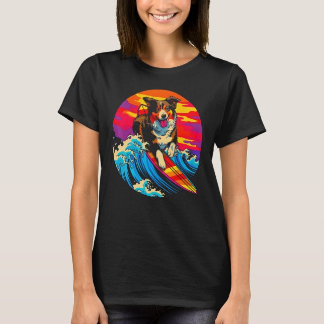 Dog Australian Shepherd Surf T-Shirt (Front)
