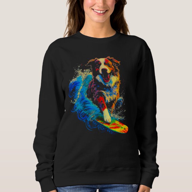 Dog Australian Shepherd Surfer Sweatshirt (Front)