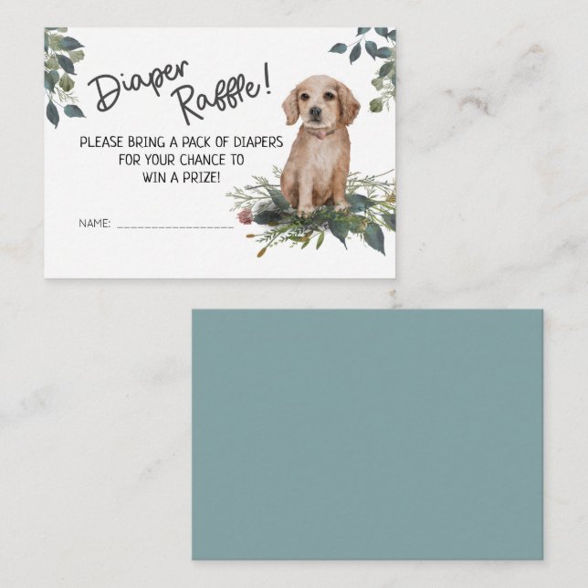 Dog baby Shower Diaper Raffle Enclosure Card (Front/Back)