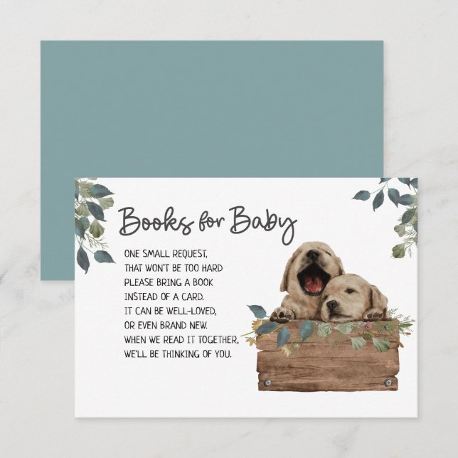 Dog Baby Shower Twins Book Request Enclosure Card (Front/Back)