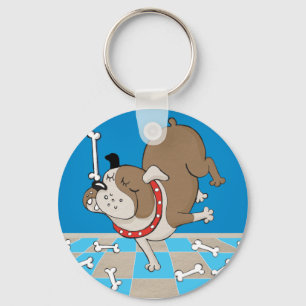 dog balancing a bone key ring