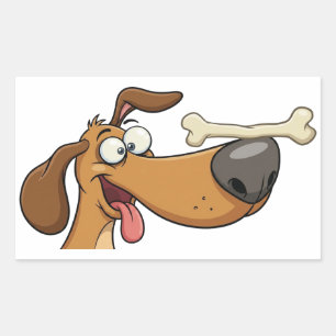  Dog Balancing Bone Cartoon Rectangular Sticker