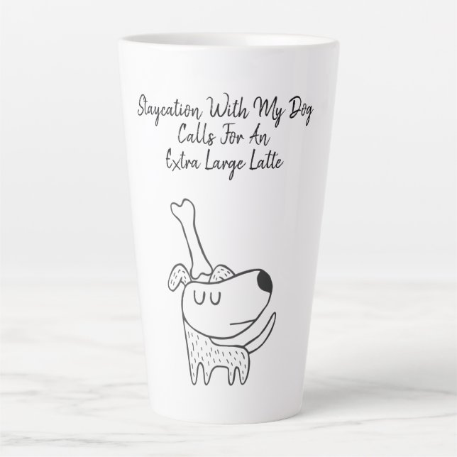 Dog Balancing Bone On His Head Quote Latte Mug (Front)