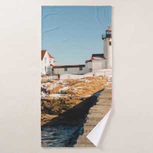 Dog Bar Lighthouse along the ocean coastline of th Bath Towel