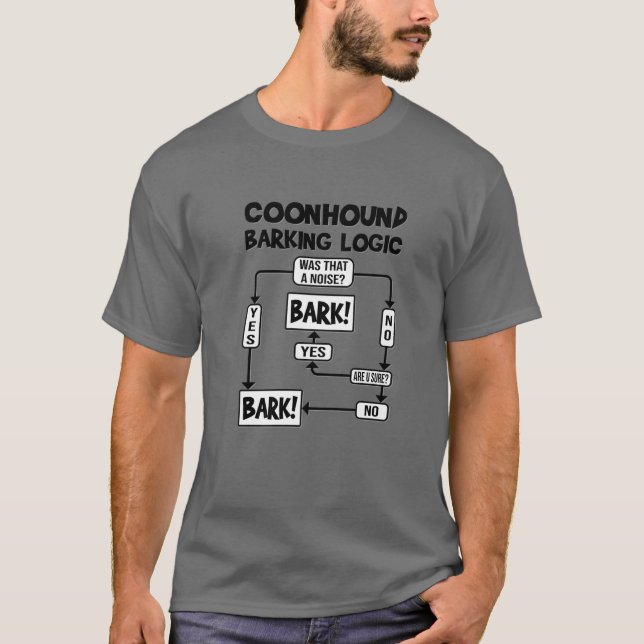 Dog Barking Logic, Funny Dog Gift Idea, Funny Coon T-Shirt (Front)