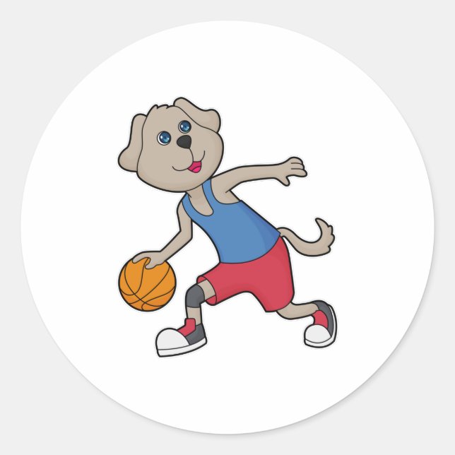 Dog Basketball player Basketball Classic Round Sticker (Front)