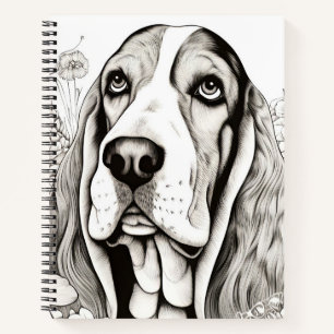 Dog Basset hound Peaceful Nature Prairie Sketch Notebook
