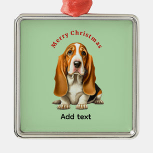 Dog, Basset Hound Template, Christmas Metal Ornament