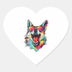 dog beach summer dog chilling 1 heart sticker