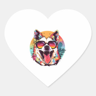 dog beach summer dog chilling heart sticker