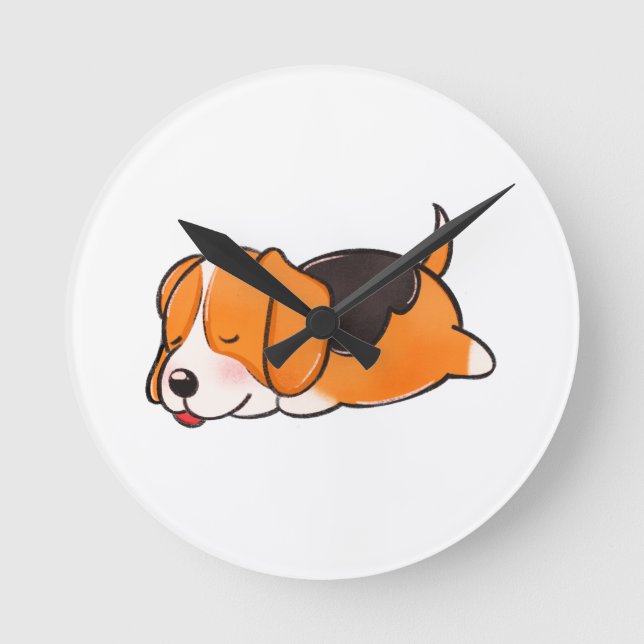 Dog, Beagle, Nature Round Clock (Front)