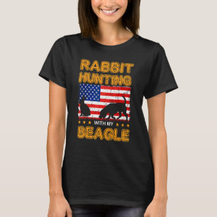 Dog Beagle Rabbit Hunting Beagle Hunter Usa Flag H T-Shirt