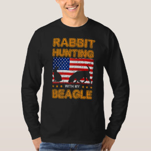 Dog Beagle Rabbit Hunting Beagle Hunter Usa Flag H T-Shirt