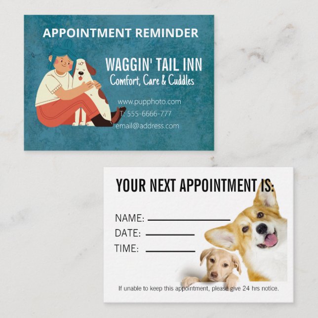 Dog Bed & Breakfast Business Appointment Card (Front/Back)