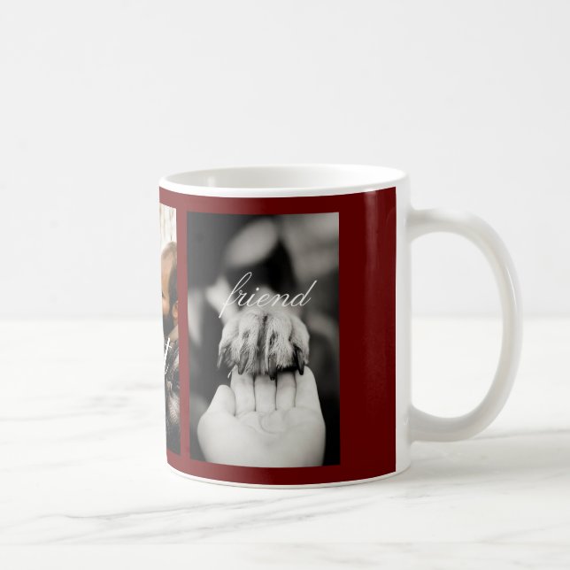 Dog Best Friend Cute 3 Photo Family Name  Coffee Mug (Right)