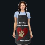 Dog Best Friend Red Heart Gold Paw Print Pet Apron<br><div class="desc">This best friend home chef apron features a large red painted heart along with a glittery gold paw print letting everyone know that your dog is your best friend. The elegant print appears within the artistic heart. Brushstrokes form diagonal lines on the heart and the golden paw print adds a...</div>