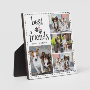 Dog Best Friends 4 Photo Collage Paw Priints Plaque
