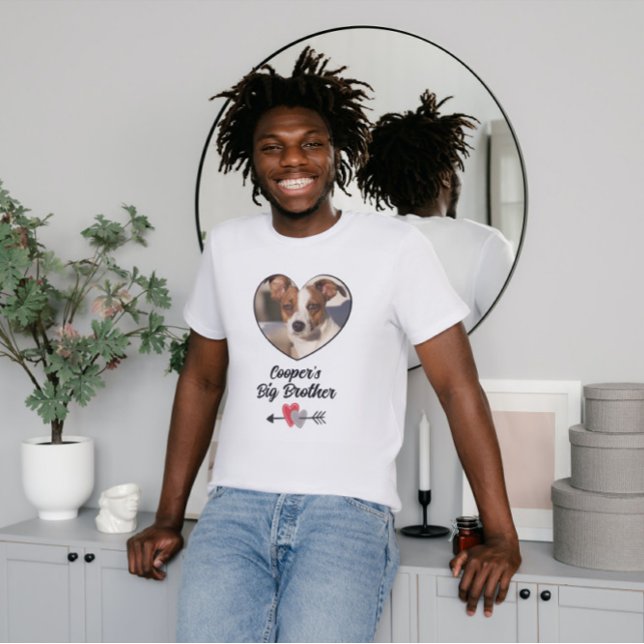 Dog big brother personalised photo & text T-Shirt (Creator Uploaded)