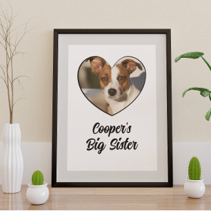 Dog big sister personalised photo & text poster