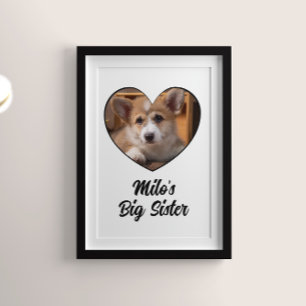 Dog big sister photo personalised poster