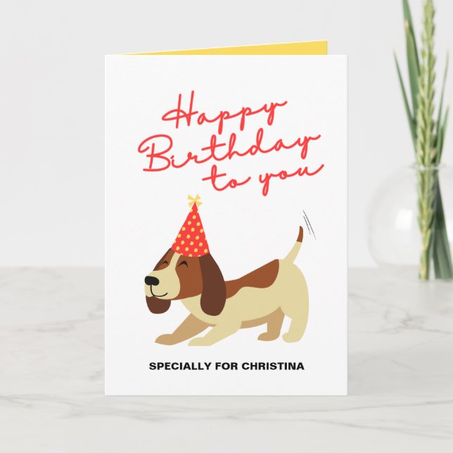Dog Birthday Card, Cute Personalise Birthday Card (Front)