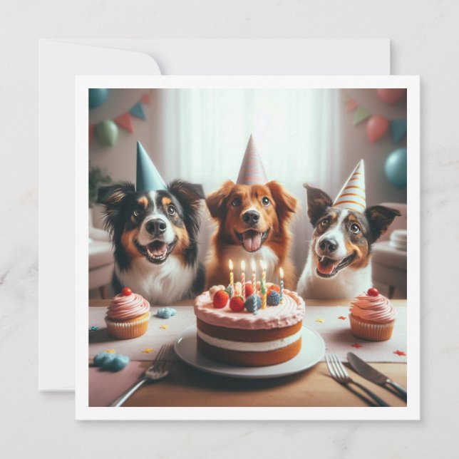Dog birthday card, Dog Party, Dog birthday  Invitation (Front)