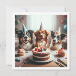 Dog birthday card, Dog Party, Dog birthday  Invitation