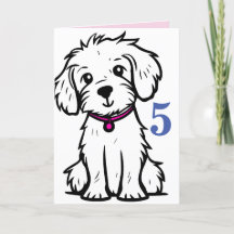 Dog Birthday Card, Happy 5th Birthday Card