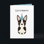 Dog Birthday Card, Let's Pawty Boston Terrier Card<br><div class="desc">This adorable Boston Terrier has his party hat on and is ready to wish someone happy birthday or congratulations. You may change the text for your occasion.</div>