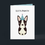 Dog Birthday Card, Let's Pawty Boston Terrier Card<br><div class="desc">This adorable Boston Terrier has his party hat on and is ready to wish someone happy birthday or congratulations. You may change the text for your occasion.</div>