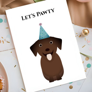 Dog Birthday Card, Let's Pawty Labrador Retriever Card