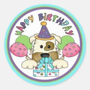 Dog Birthday Classic Round Sticker