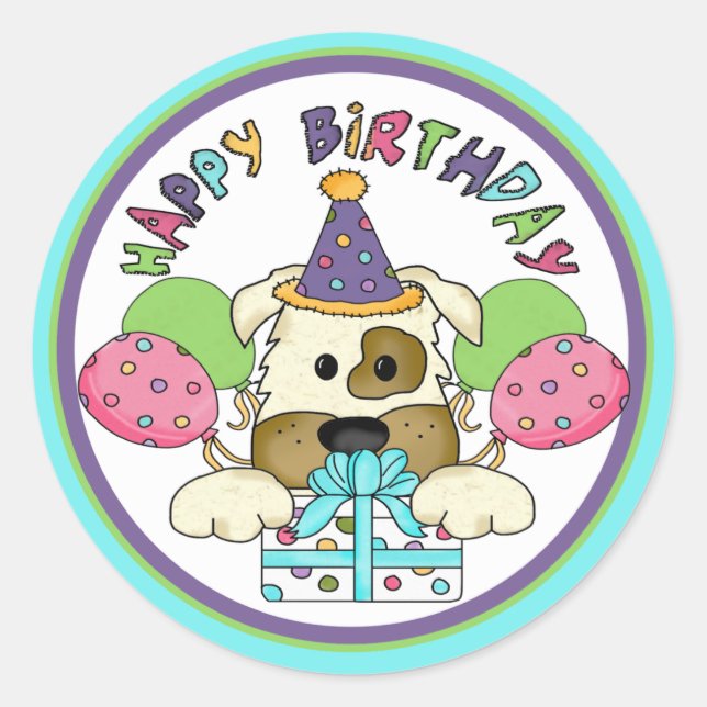 Dog Birthday Classic Round Sticker (Front)