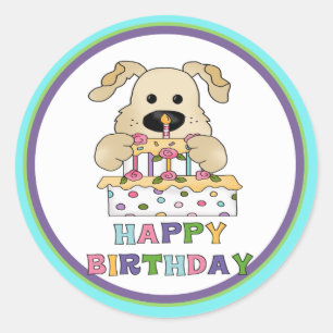 Dog Birthday Classic Round Sticker