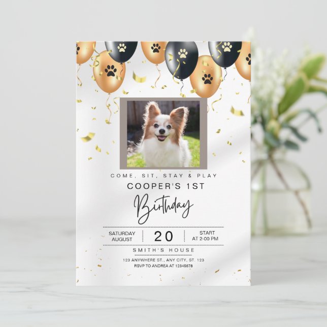 Dog birthday invitation (Standing Front)