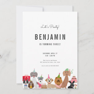 Dog Birthday Invitation for Puppy Pawty Invite