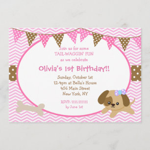 Dog Birthday Invitations for Girl
